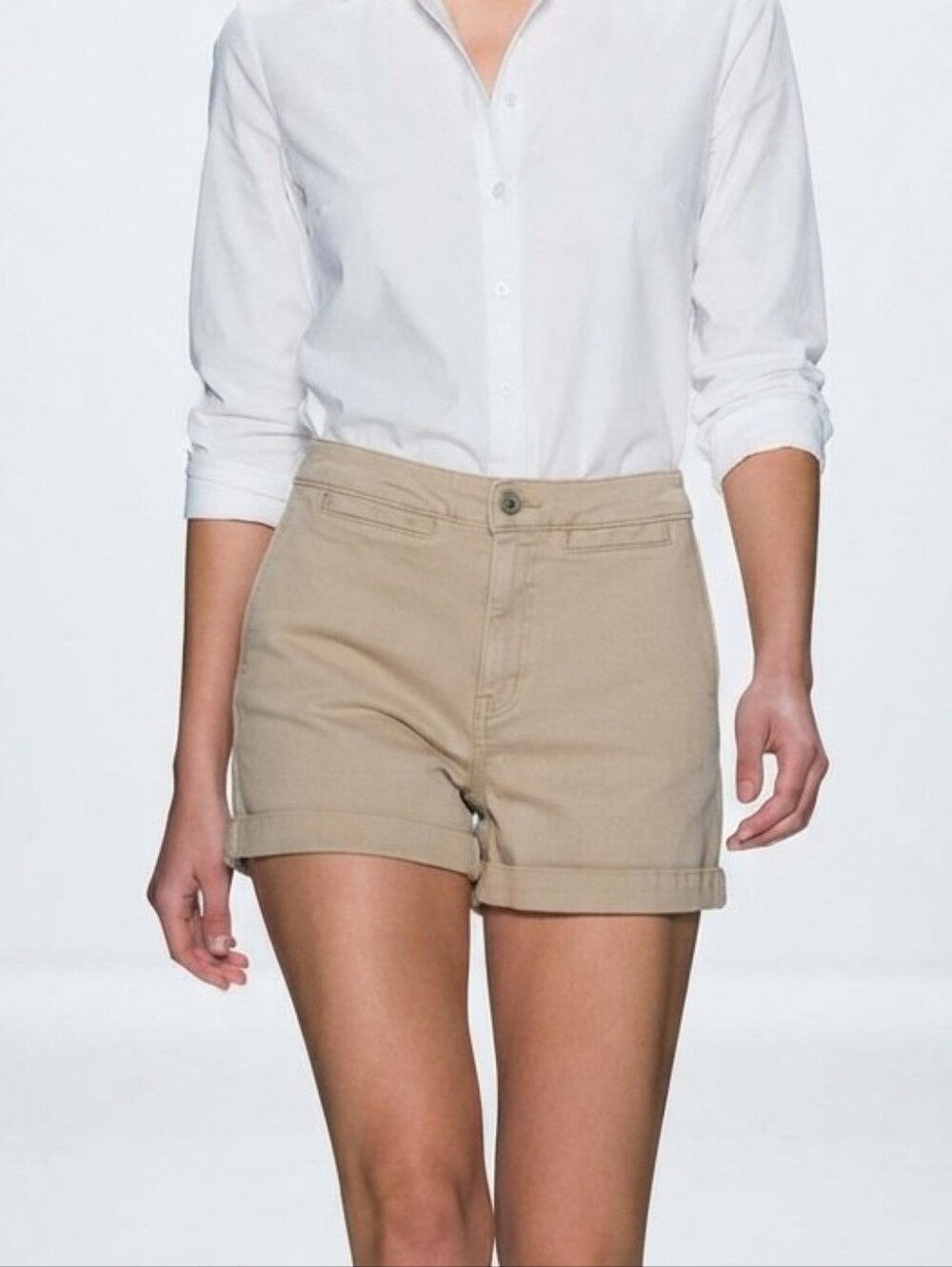 Madewell Tan Cotton Stretch Utility Shorts Size 28